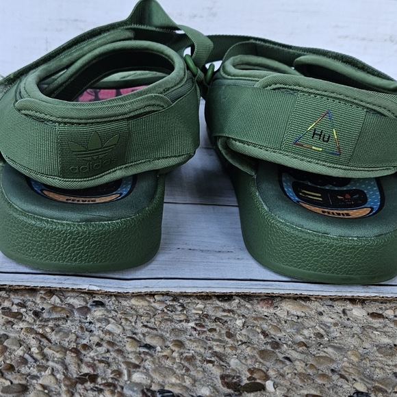 Pharrell x adidas Adilette 2.0 Sandals Hu Tribe Green Mesh Band Sz  8 Streetwear